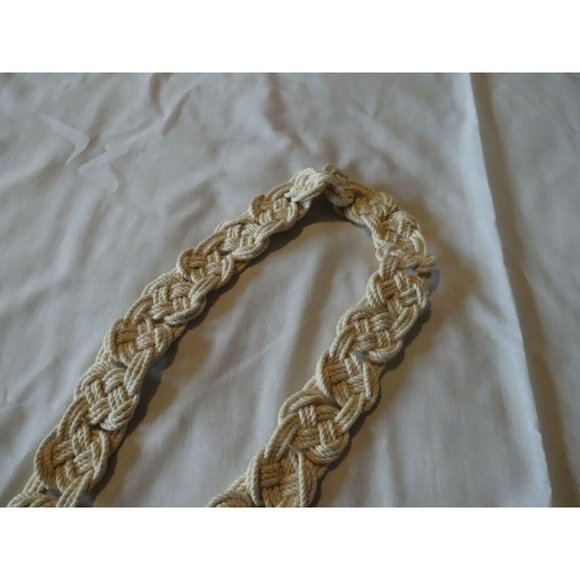 Vintage Macrame Beaded CERAMIC Medallion Belt 70's Knotted Boho Hippie 47"1 1/4" - Picture 3 of 5